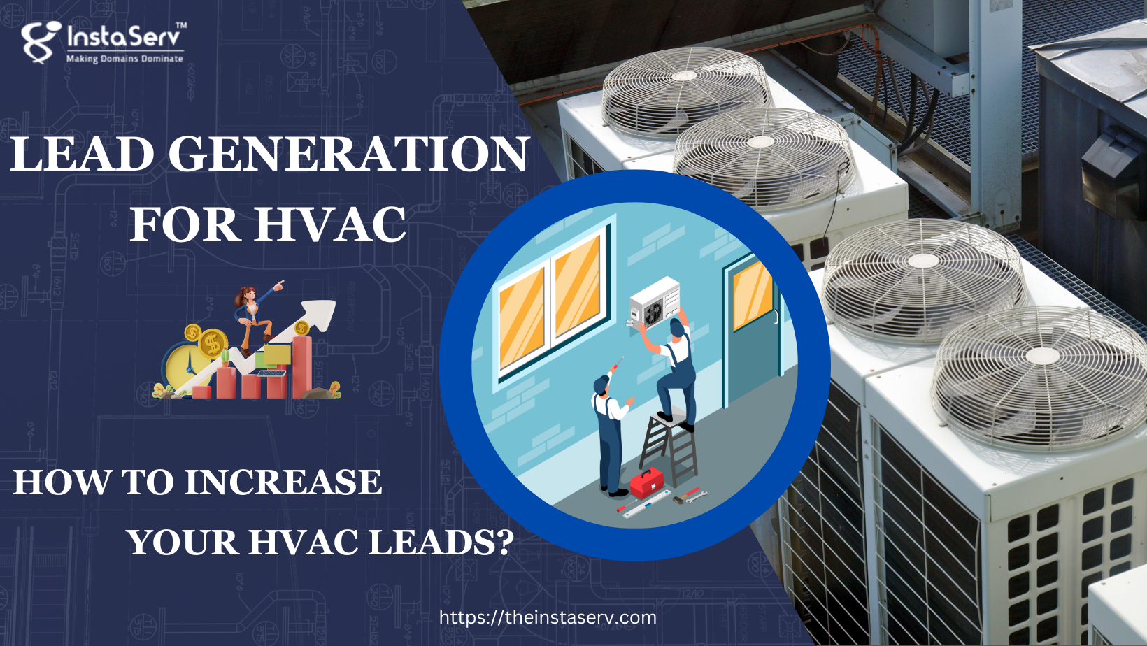Navy and Blue Modern HVAC Service and Repair Facebook Cover 