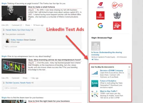 linkedin sponsor text ads x 