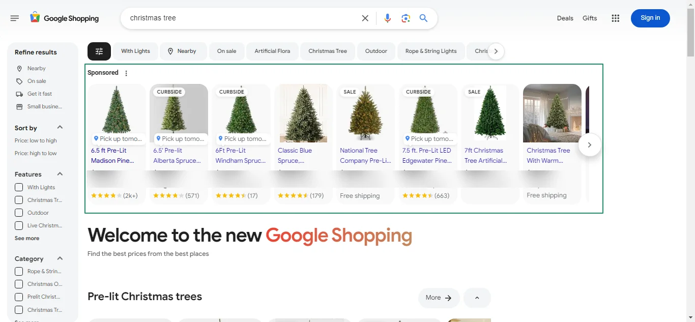 christmas tree Google Shopping      AM