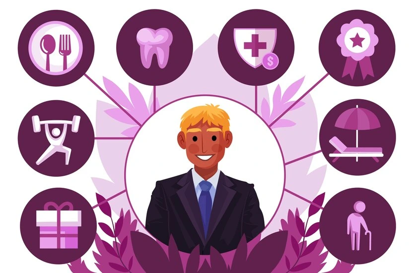 flat design employee benefits illustration  